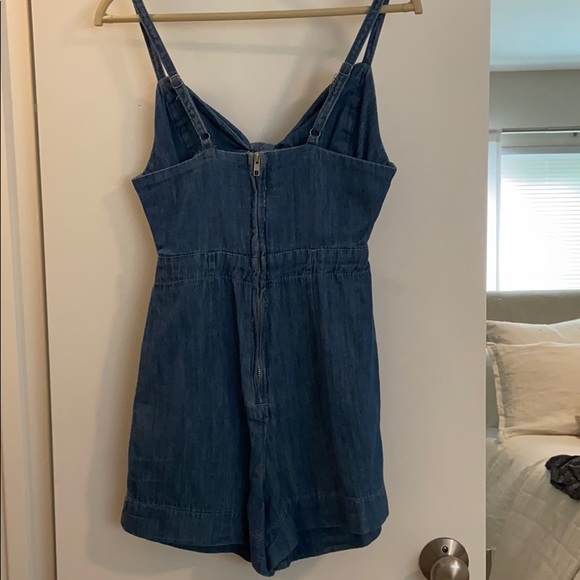 Denim romper with pockets - Picture 2 of 3